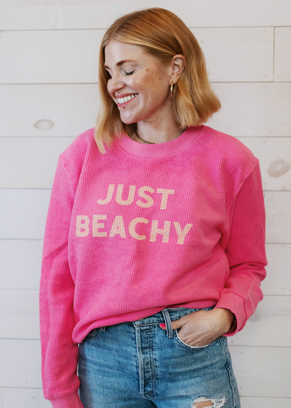 Load image into Gallery viewer, JUST BEACHY RIBBED SWEATSHIRT
