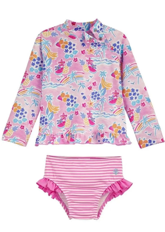 Load image into Gallery viewer, BABY GUPPY RASH GUARD SET TROPICAL ORCHID
