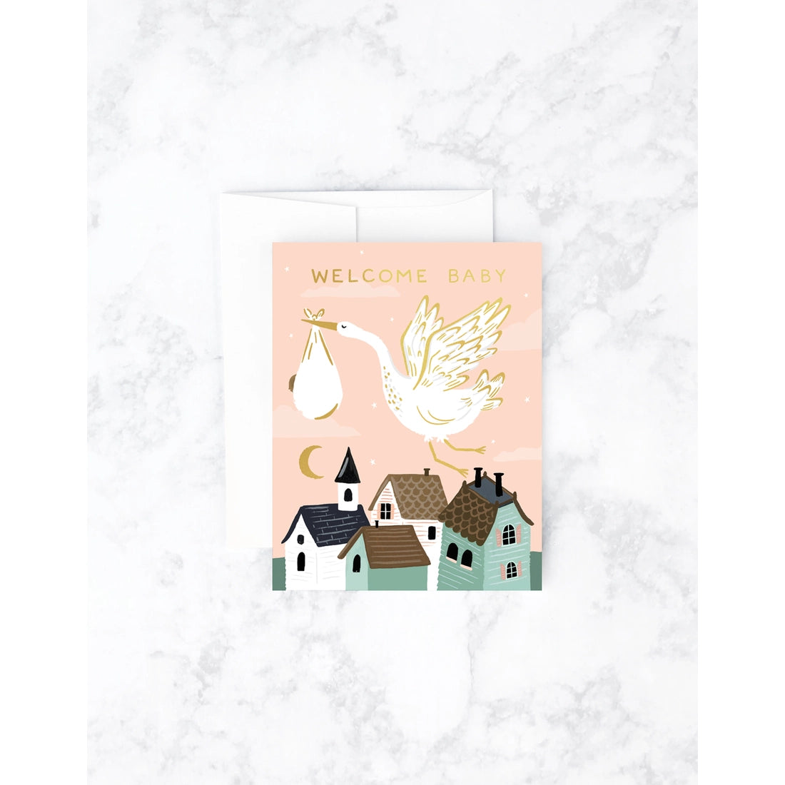 WELCOME BABY STORK CARD
